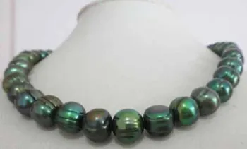 Gamtos 11-12mm tahitian baroko povas žalia perlų vėrinį 18