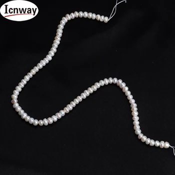 Gamtos AA, pusiau apvalios baltos spalvos Gėlavandenių Perlų 6-7mm 15inches 