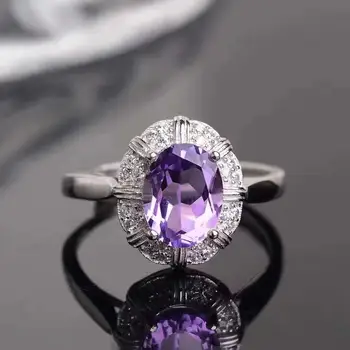 Gamtos Ir Nekilnojamojo ametistas žiedas, 925 sidabro Žiedas, brangakmenis, autentiški spalvos, švarus, Grynas