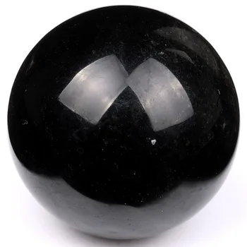 Gamtos Raižyti 50mm Krito Juodas Obsidianas Srityje Poliruoti Kamuolys Gydymo Kristalų Fengshui Ornamentu su ping SPH042
