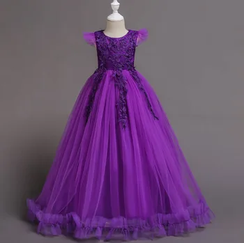 Gana merginos princesė suknelė Gėlių tiulio sijonas vaikams Mokyklos rodikliai rodo, puošniai apsirengti, Fortepijonas rodyti suknelė