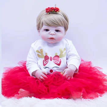 Geriausia Kalėdų dovana 56CM visas Silikono Merginos Reborn Baby Doll kartu Žaislai Tikroviška Princesė 