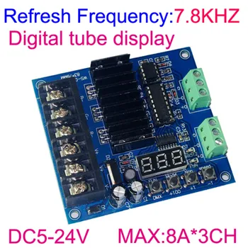 Geriausios kainos 1pcs didelės galios 24A-DMX-3CH max:8A*3CH dekoderis DC5V-24V led dimmer, led RGB valdiklis Nemokamas pristatymas