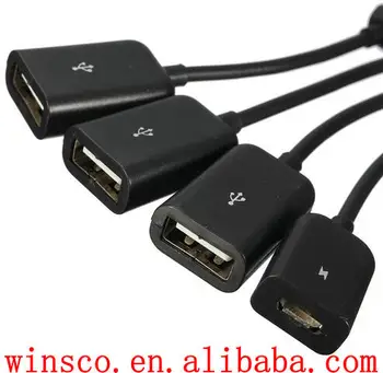 Geriausios Kainos Ir Aukštos Kokybės 4 Port Micro USB Power Įkrovimo OTG Hub Kabelio Jungtis, Spliter už Išmanųjį telefoną, Kompiuterį 