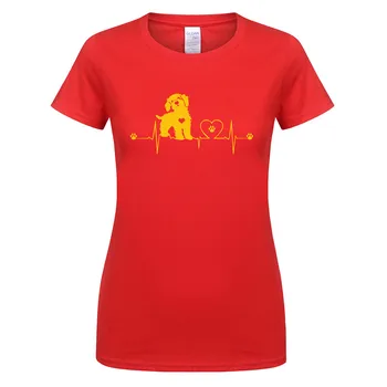 Goldendoodle Širdies Marškinėliai Tee Moterims trumpomis Rankovėmis Medvilnės Gyvūnų Juokinga Moters Šunų T-shirt Mergina Drabužių OZ-027