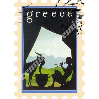 Graikija vinilo suvenyrų magnetas derliaus kelionės plakatas