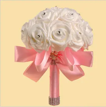 Gražių Kristalų Nuotakos Puokštės Vestuvių Bridesmaid, Gėlių Vestuvių Puokštė Dirbtinių Gėlių Rožių Puokštė SPH171