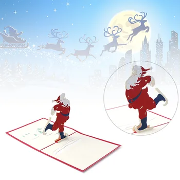 Gražūs Kalėdiniai Atvirukai 3D Pop-Up Linksmų Kalėdų Serija Kalėdų senelio Rankų darbo Pasirinktinį Sveikinimo Atvirukai, Kalėdų Dovanos, Suvenyrai, Atvirukai