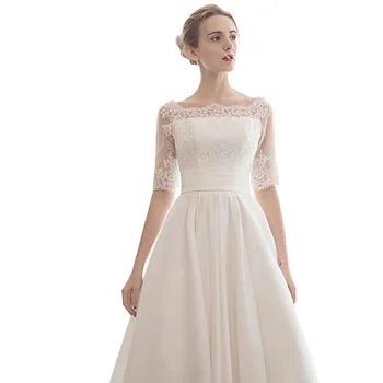 Grožio Emily Elegantiškas Nėrinių Balto Vestuvių Suknelės 2019 Linijos, Nėrinių Iki Derliaus Chalatas de Mariee vestido de novia
