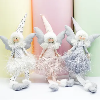 Grožio Kalėdų Medžiaga Angel Doll Banga Taško, Kutai Sijonas Ilgas Kojas Angel Doll Su Sparno Kalėdinės Namų Dekoracijos Dovana