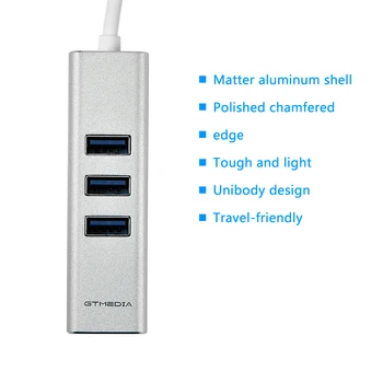 GTMEDIA Tipas-C USB3.0 AM 3*USB3.0+RJ45 (10/100/1000M) Splitter PD Įkroviklis Adapteris Jungiamojo Už Nešiojamąjį kompiuterį 