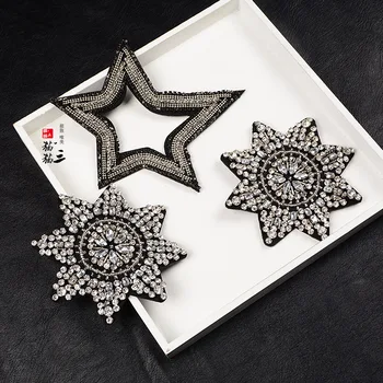 GUGUTREE siuvinėjimo zawalcowany star pleistrai snowflower pleistrai emblemos aplikacijos lopai drabužių SK-56