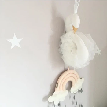 Gyvūnų Galvos Swan Flamingo Sienos Kabo Mount Įdaryti Pliušinis Žaislas Princesė Lėlė Baby Girl Vaikas Dovana Darželio Kambario Sienų Dekoras