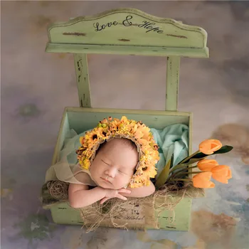 Gėlių Kūdikių variklio Dangčio Gėlių Karūna Skrybėlę Fotografijos Šaudyti Rožinė Rožė Naujagimių Gėlių Skrybėlę Foto Rekvizitai