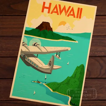Havajų Salos MŪSŲ Kelionės Kraštovaizdžio Vintage Retro Plakato, Dekoratyvinės Sienų Paveikslai Tapyba Lipdukai, Plakatai, Baras Namų Dekoro Dovana