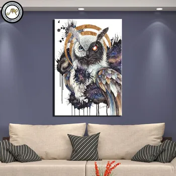 HD atspausdinta 1 pultas drobės tapybos abstrakčiai Yin yang pelėda pagal Sunima Meno siena nuotraukas kambarį plakatai ir spaudinių iliustracijos