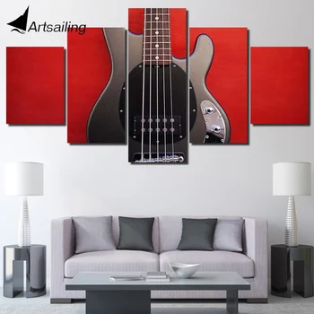 HD šiuolaikinės 5 gabalo drobės meno gitara priemonė tapyba namų dekoro Nuotraukos sienos meno kambarį spausdinimo ir Plakato meno kūrinius