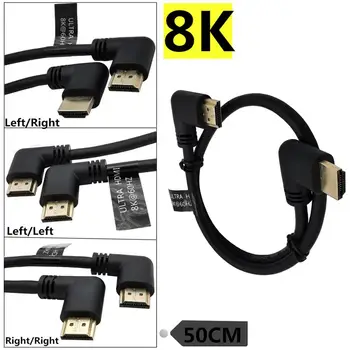 HDMI 4K120HZ/8K60HZ/7680X43202.1 versija kairę ir į dešinę alkūnę 90 laipsnių UHD kabelis