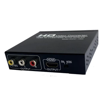 HDMI CVBS/HDMI auto scaler, konvertuoti HDMI video RCA video VHS, VCR,DVD įrašymo PC prie TV konverteris, Parama NTSC, PAL