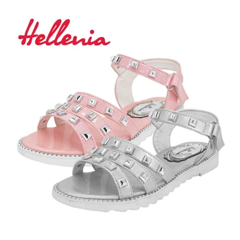 Helleniagirls vasaros Sandalai Vaikus batų kulniukai, Žemas Suknelė šalis rausva pilka Vaikams, batai mergaitėms Butas princesė batų dydį, 32-37