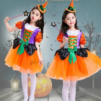 Helovyno Cosplay Kostiumų Magija Ragana Vaikų Vaikai Witch Elf Veiklos Kostiumas Maskuotis Šalis Suknelė, Kostiumas Mergaitėms