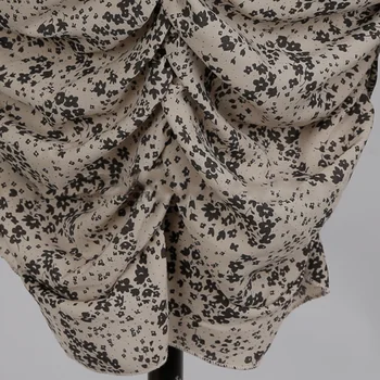 High Street Mini Suknelė 2021 M. Pavasarį Paprastu Būdu Sluoksniuotos Rankovėmis Plisuotos Stovėti Apykaklės Aukštos Juosmens Mažų Gėlių Suknelė Moterims