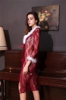 Hirigin Moterų Sexy Sleepwear Skraiste Kalėdų Babydoll Egzotiškų Drabužių Ponios Ilgai Kailinių Rankovės Chemises Suknelės 2020 Naują Atvykimo