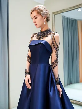 HSDYQHOME Aukštos kokybės vakarinę suknelę Aukšto Kaklo duobute viršuje šalis suknelės atvejais, kutas bžūp rankovėmis nebrangiai Promenadzie suknelė