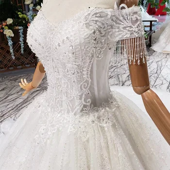 HTL382 Princesė vestuvių suknelės su traukinio nuo peties-line vestuvių suknelės paprasta nemokamas pristatymas платье на свадьбу