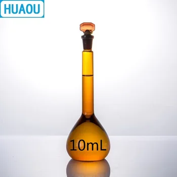 HUAOU 10 ml Matavimo Kolbą Klasės Rudo Gintaro spalvos Stiklo su viena Baigimo Ženklą ir Stiklo Kamščiu, Laboratorinė Chemija Equipme