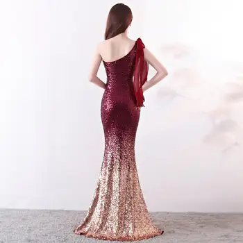HYGGE Seksualus Vieną Petį 2020 M. Šalies Blizgučiais Undinė Ilgos Suknelės Elegantiškas Gradiento Spalvos Backless Maxi Suknelė