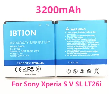 IBTION 3200mAh BA800 Baterija Sony Xperia S LT25i Xperia V 