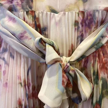 Ilgas Berankovis Suknelė 2020 Metų Vasaros Aukštos Kokybės Moterų Gradiento Spalvos Gėlių Spausdinti Atsitiktinis Ilgas Klostuotas Maxi Suknelė Bohemijos Paplūdimys