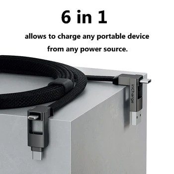 Incharge 6 Cabel Adapter Duomenų Perdavimo Galios Mokestį už USB USB-C Žaibo Tipas-c Micro USB Magnetinio paketų prižiūrėtojų raktinę Skaičiuoklė
