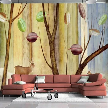 Individualizuotos fono paveikslėlį Europos minimalistinę rankų darbo dažytos medžio elnias fone sienų apdailai vandeniui kokybės medžiagų