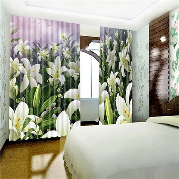 Individualų Gardenia 3D Blackout Lango Užuolaidos Užuolaidos Gyvenimo kambario, miegamasis kambarys Viešbutis Sienos Gobelenas Cortinas