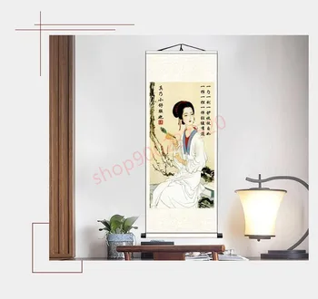 (individualų) tapybos Lady skinti ausis, sveikatos kultūra, tradicinė Kinų medicina, ir šilko dekoratyviniai piešiniai
