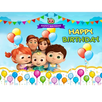 InMemory Starta Spalvinga Balionai Cocomelon Šalies Backdrops Fotografijos Baby Shower 1st Birthday Party Backgrounds Užsakymą
