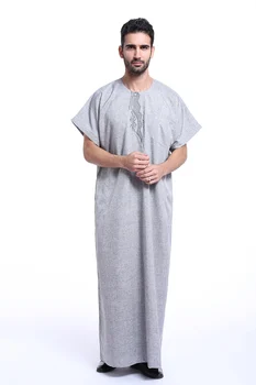 Islamo Vyrų Drabužiai Jilbab Musulmonų Artimųjų Rytų Kaftan Dubajus Arabų Abaja Drabužius trumpomis Rankovėmis Musulmonų Jubba Thobe Laisvi Marškinėliai Suknelė