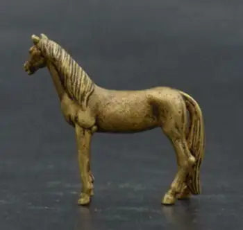 Išskirtinį Kinijos Senas gryno žalvario Ranka Raižyti arklių mažas statula YR