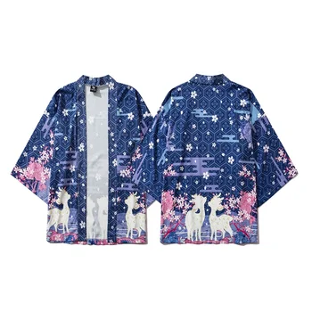 Japonija Stiliaus Marškinėliai Megztinis Kimono Samurajus Kostiumas Drabužių, Tradicinių Streetwear Drabužius Vyrams Ir Moterims