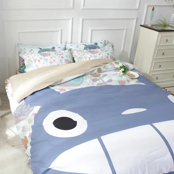 Japonų Anime, Besišypsantis veidas totoro Patalynės Komplektas Berniukas mėlyna 3pcs patalyne, antklode padengti antklodė padengti Patogus pagalvės užvalkalą