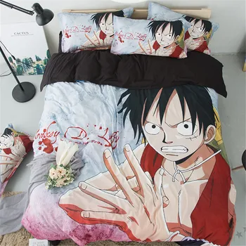 Japonų Anime One Piece, naruto Totoro Patalynės komplektai 3/4pcs Twin Visą Karalienė King Size Antklode Padengti lova butas lapas minkštas užvalkalas