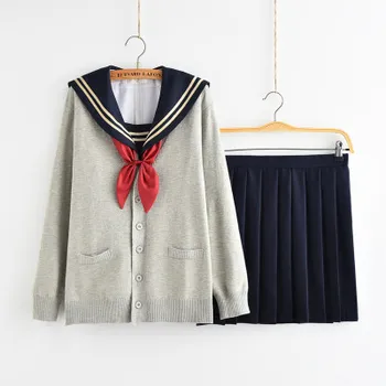 Japonų jūreivis kostiumas moteris studentų suknelė vienodas mokyklos vienodos JK vienodas kolegijos stilius saldus mielas kostiumas