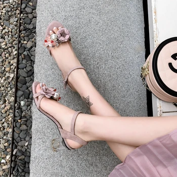 JOUIR TALONS 2020 Nauja siunta Lakinės Odos Moterų Sandalai Keista Stiliaus Aukštakulnius Gėlių Siurbliai Vasaros Suknelė Moterų Batai