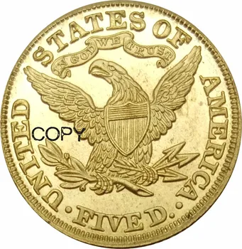 Jungtinių Amerikos valstijų 5 Dolerių Laisvės Coronet Galvos Pusę Erelis Su moto 1890 Žalvario Monetos Kopija