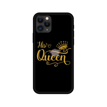 Juoda tpu case for iphone 5 5s se 6 6s 7 8 plus x 10 padengti iphone XR XS 11 pro MAX atveju jo Karalius ir Karalienė Įsimylėjėlių Porą