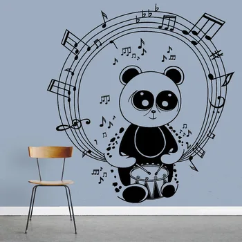 Juokinga, Vinilo Sienos Lipdukas Už Kambarį Muzikos Ritmą Panda Bear Būgnų Melodiją Sienų Lipdukai Vaikų Kambario, Miegamojo Apdailos W528