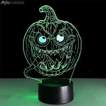 JW_Halloween Moliūgų Naktį Šviesos 3D LED Lempos Spalvinga Gradientas USB Naktį Lempos Miegamojo Lovos Apdailos Vaikai Helovinas Dovanos