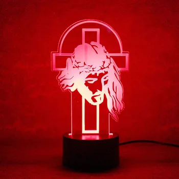 Jėzaus Kryžius 3D LED RGB Naktį Šviesa 7 Spalvų Kaita, Stalas Šviesos Veiksmų Skaičiai 2277 Vaikų Namuose, Kalėdos, Žaislai